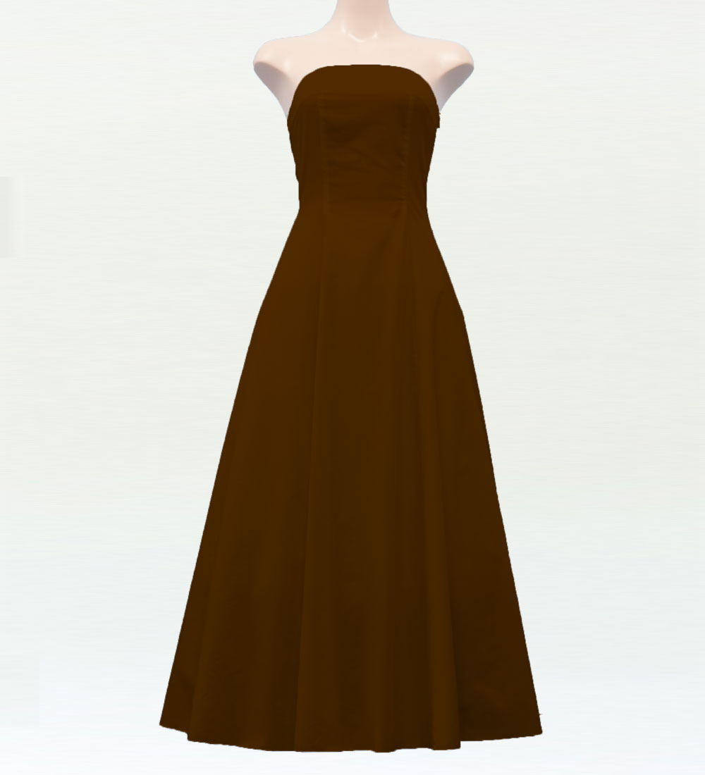 フラダンスムームー ストラップレスロングドレス ブラウン 2550br