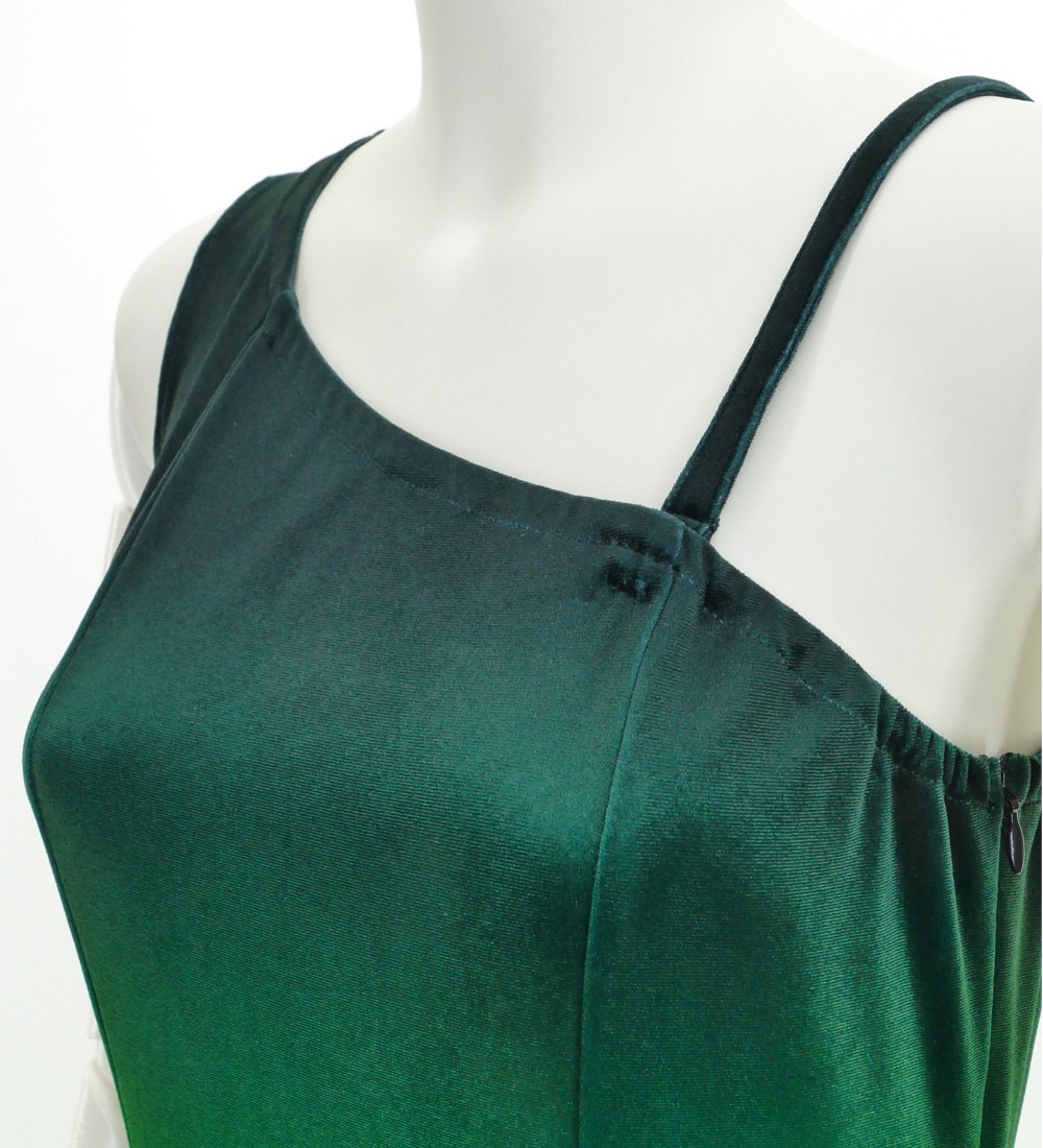 ロング丈】フラドレス グラデーション ワンショルダー グリーン