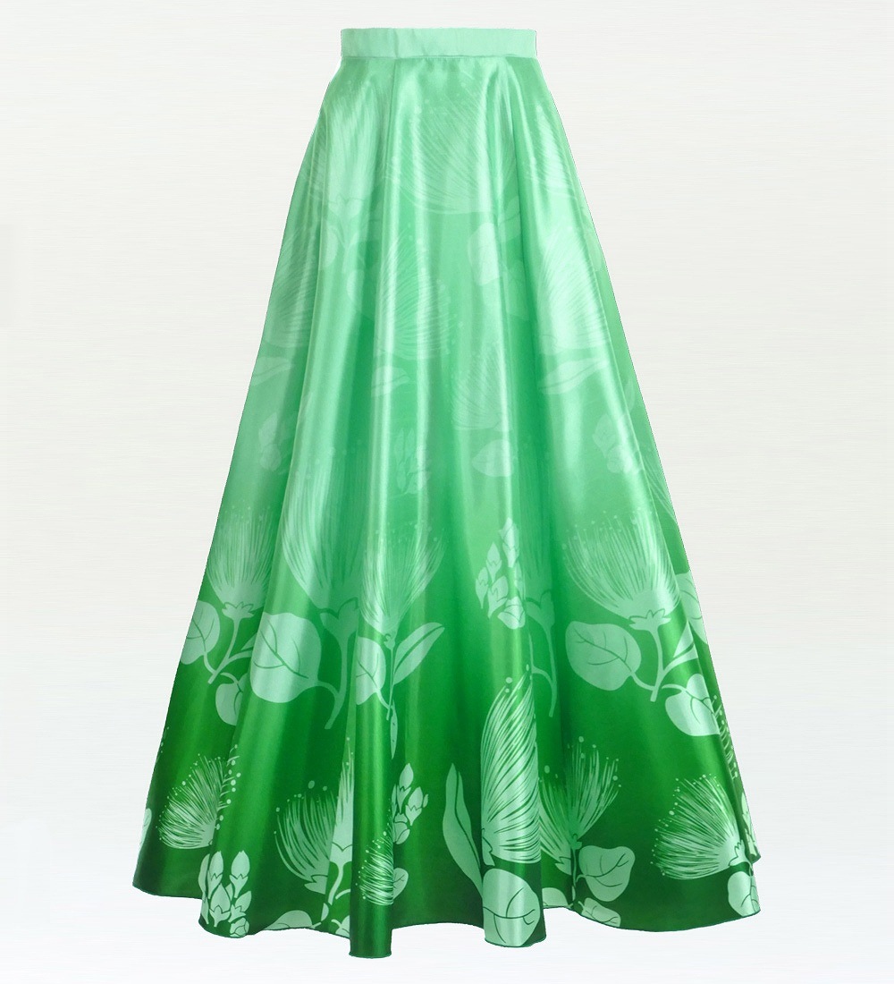 ロングサーキュラースカート シャンタン グリーン J2716gr | hula