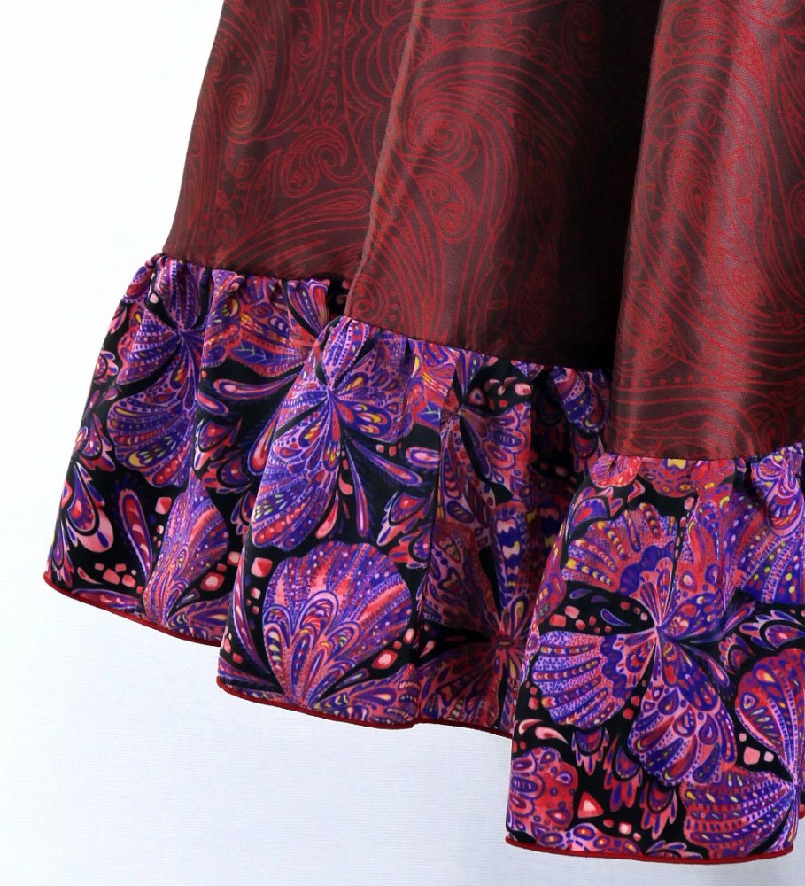 フラメンコ フリル ロングサーキュラースカート ペイズリー