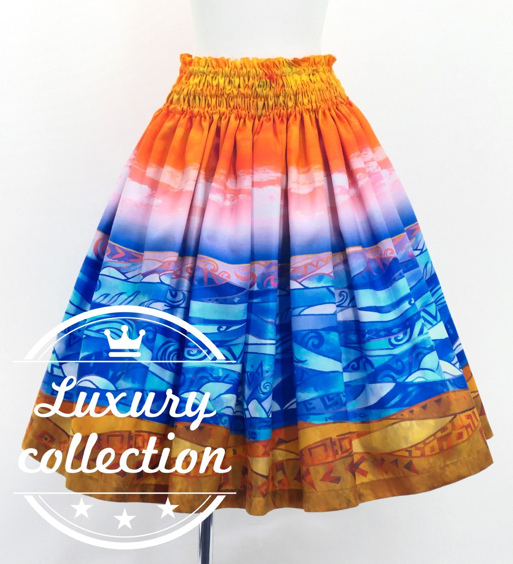 フラダンス シャンタン パウスカート シングル カヒコ＆海 オレンジ