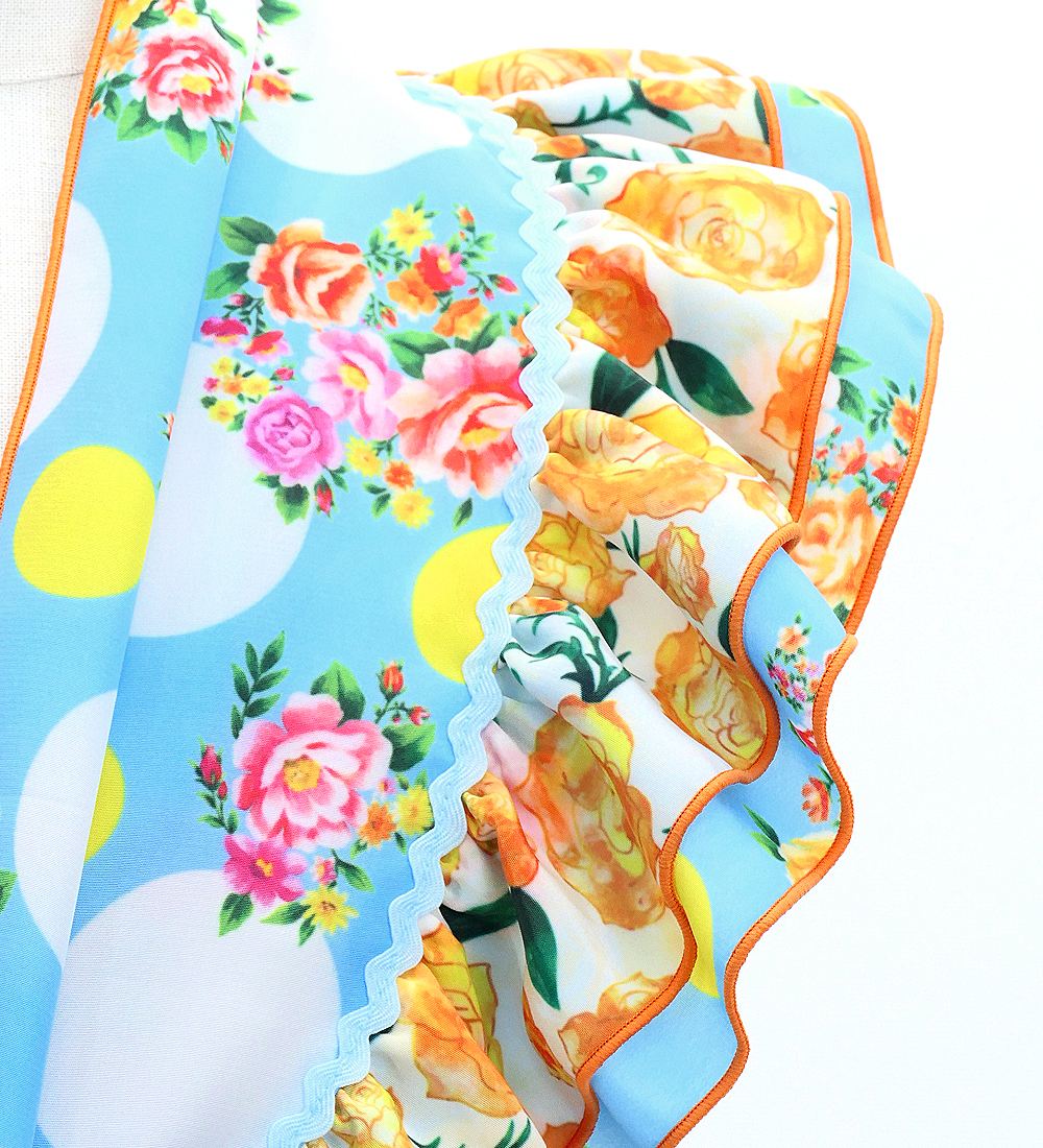 キッズ フラメンコ ピキージョ＆スカートセット ブーケ×水玉 ライト