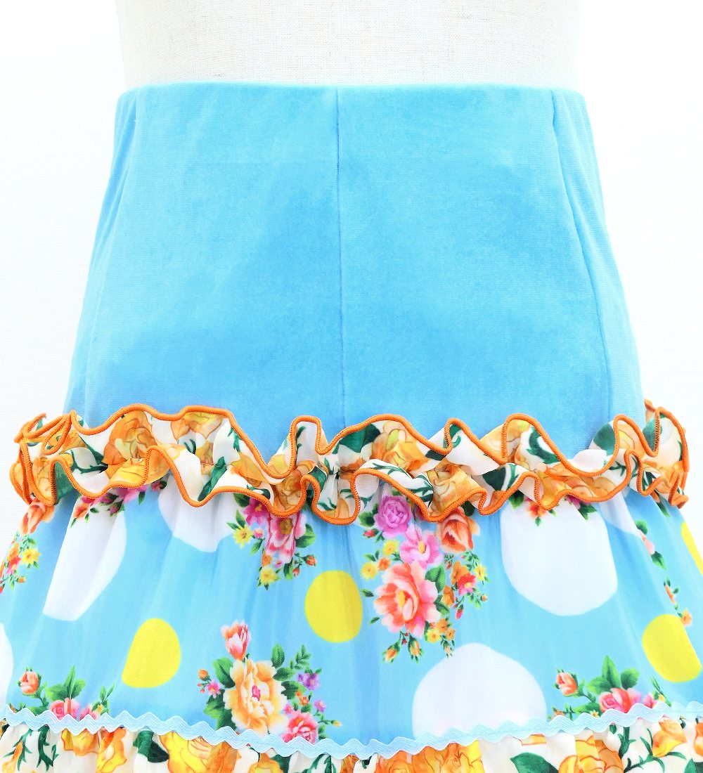 キッズ フラメンコ ピキージョ＆スカートセット ブーケ×水玉 ライト