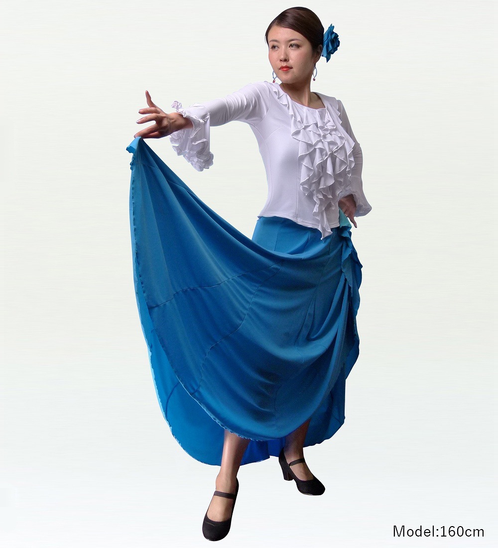 【フラメンコ衣装】ブルー aiai ファルダ ペチコート スカート 黒 青 水色 フラメンコ衣装】ブルー aiai ファルダ ペチコート スカート 黒 青 水色