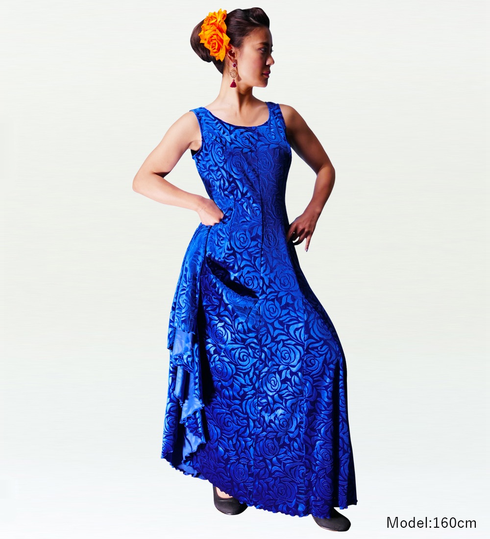 フラメンコ ローズベルベット ワンピース ロイヤルブルー 2309rbb フラメンコ総合 フラメンコ ドレス Egl Tokyo