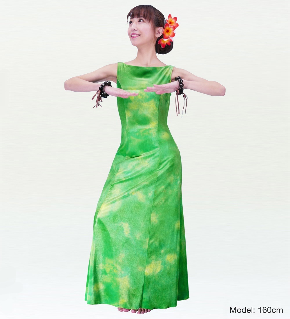 フラダンス用マキシドレス　葉柄 楽天市場】即納☆【ランキング1位受賞】サテン切替ティアード