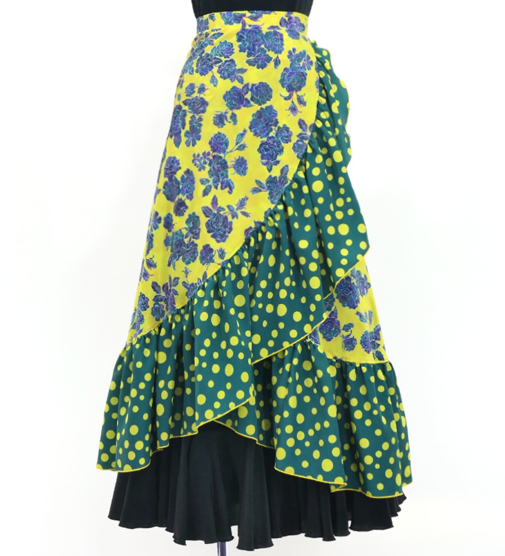 新品未使用　フラメンコ スカート ネイビー 水玉模様 tomimi】フラメンコファルダ マーメイドタイプ tomimi】フラメンコ