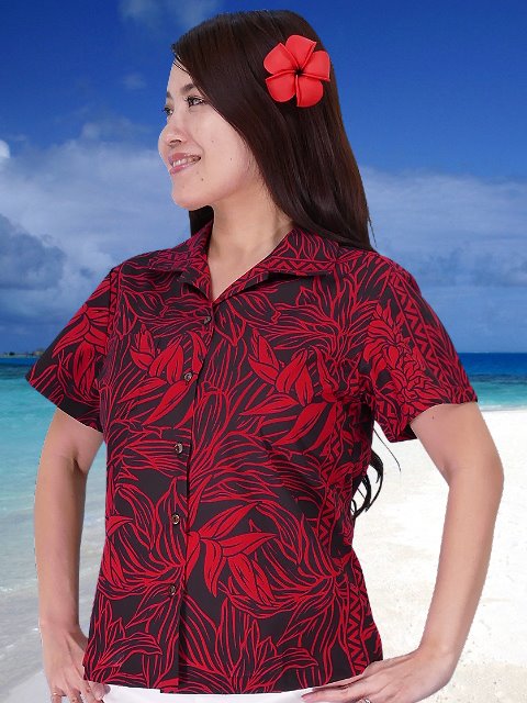 フラダンス アロハシャツ レッド レディース 1972r | すべての商品