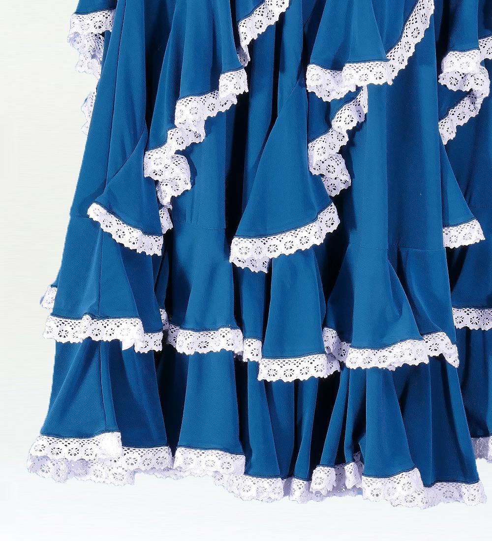 美品 フラメンコ衣装】スカイブルー×水玉 HERMOSAIBERIA