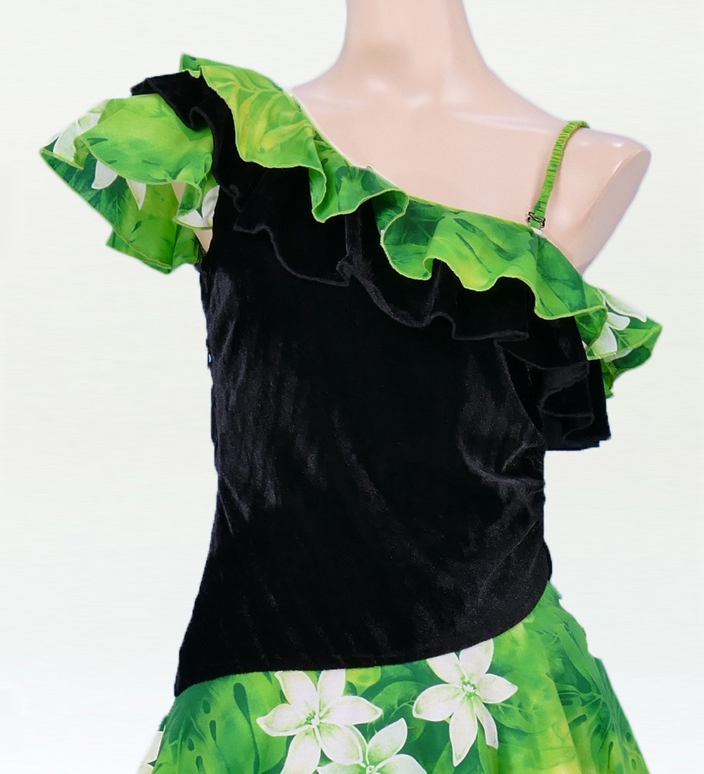 フラダンス用 ベルベット ライムグリーンドレス (極美品) 000000005667_3_QtOIa7X.jpg