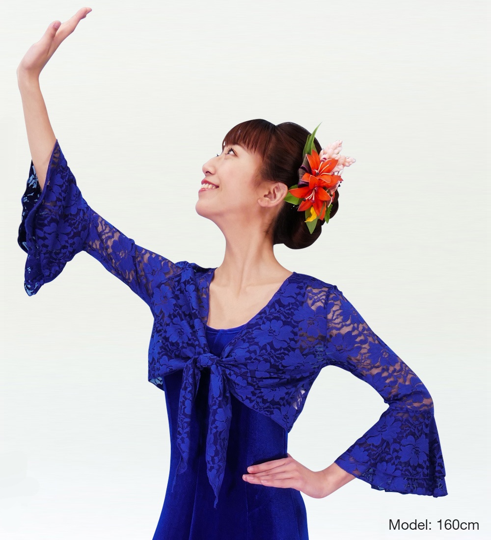 レース ボレロ 長袖 クロップドトップ 刺繍 花柄 フリル シアー