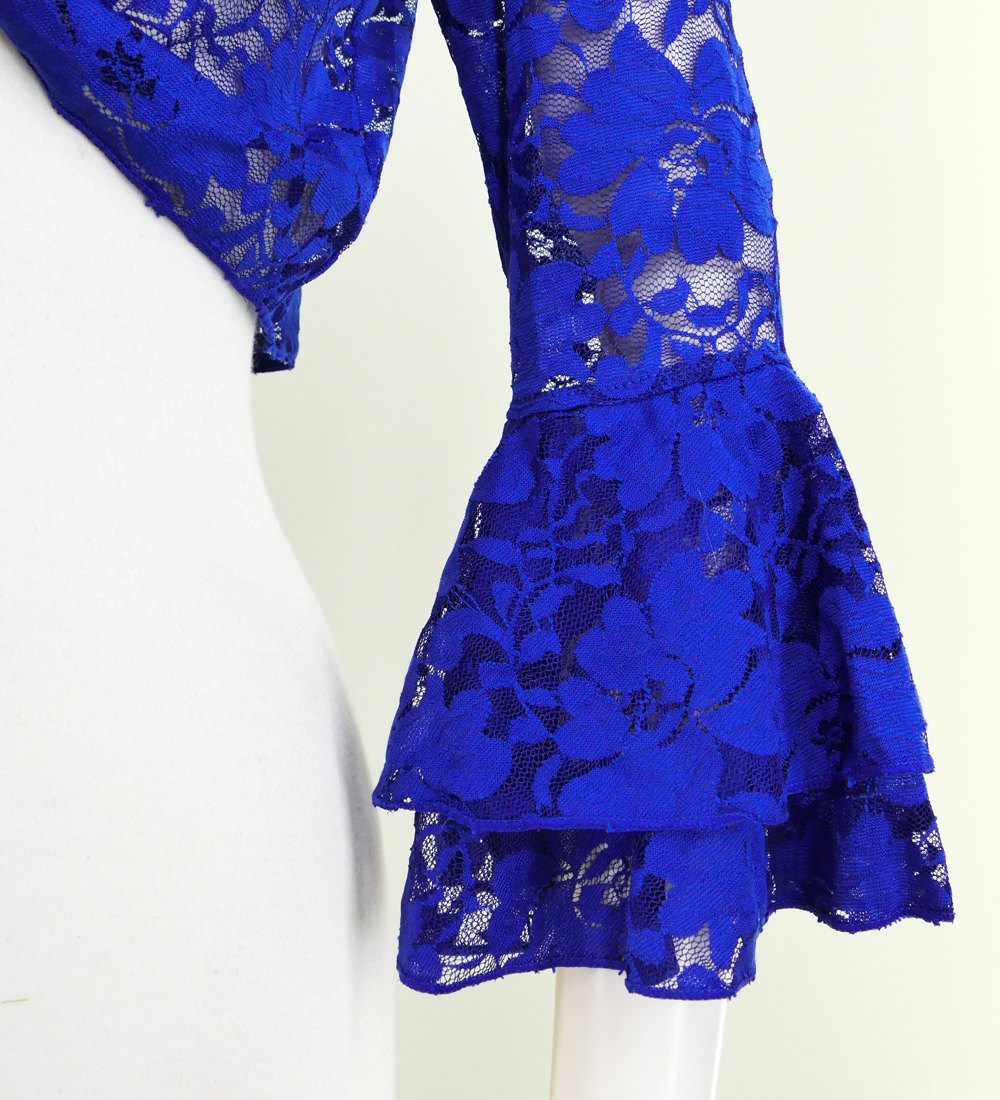 フラダンス 花柄レース ボレロ ダークブルー 2343dba