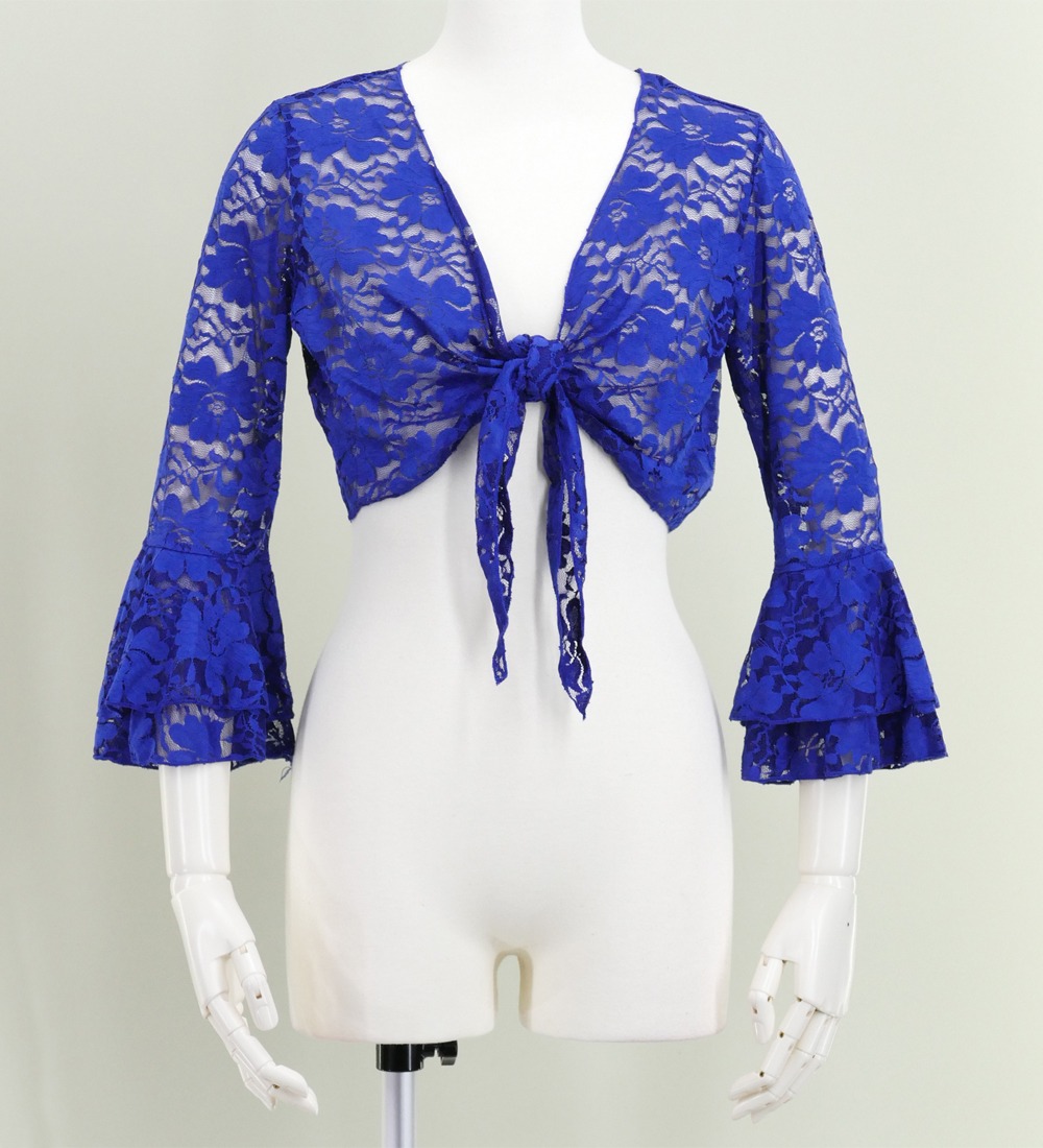 フラダンス 花柄レース ボレロ ダークブルー 2343dba