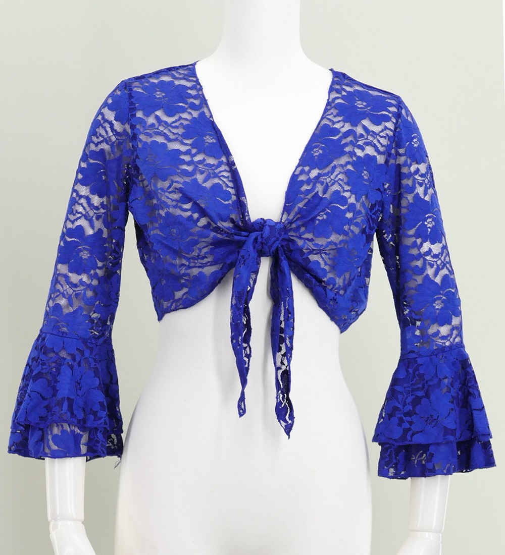 フラダンス 花柄レース ボレロ ダークブルー 2343dba