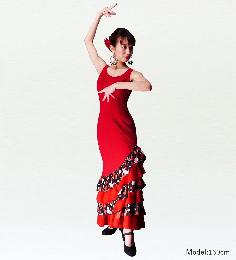 【スペイン製】MOLINA フラメンコ 衣装 ドレス バタデコーラ フリル 赤 スペイン製】MOLINA フラメンコ 衣装 ドレス バタデコーラ フリル 赤