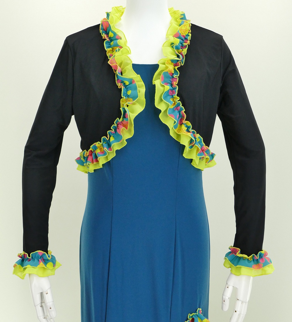 フラメンコ衣装 ワンピースとボレロ 楽天市場】レディース ワンピース 五分袖 フリルボレロ 黒