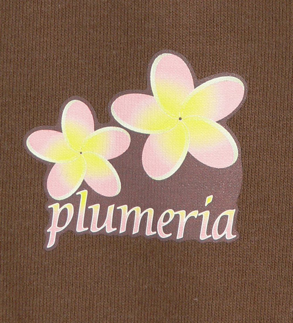 Tシャツ プルメリアプリント ブラウン 542br