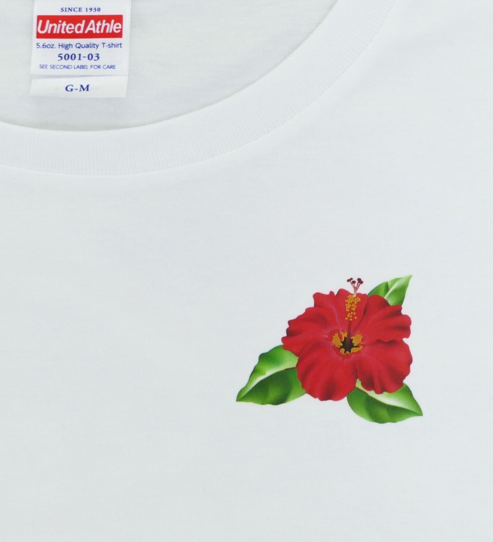 Tシャツ ハイビスカス プリント ホワイト 557w