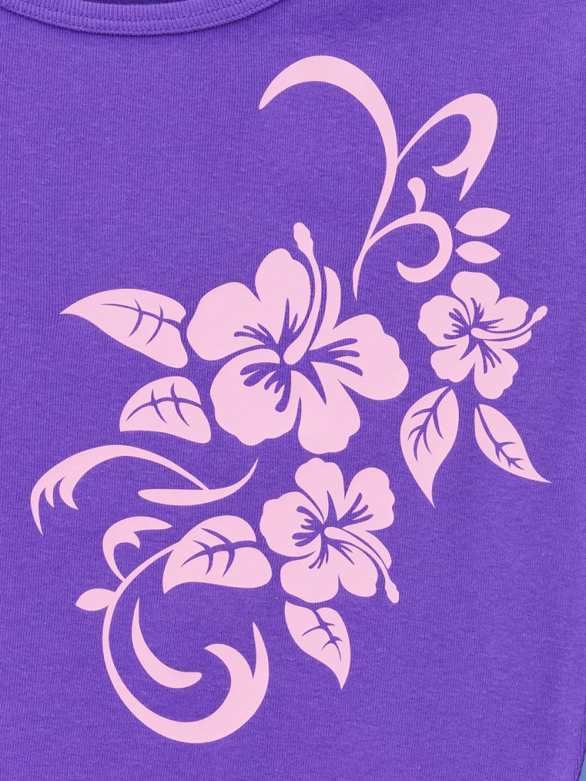 ストレッチTシャツ ハイビスカス ピンク(パープル)TC10pip