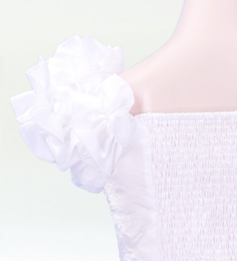 フラダンス シャンタン フリル袖ブラウス [S] ホワイト 2446whS