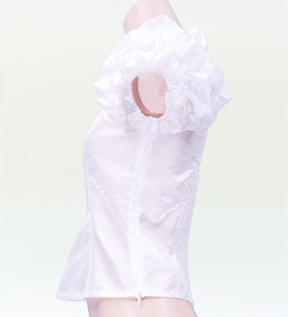 フラダンス シャンタン フリル袖ブラウス [S] ホワイト 2446whS