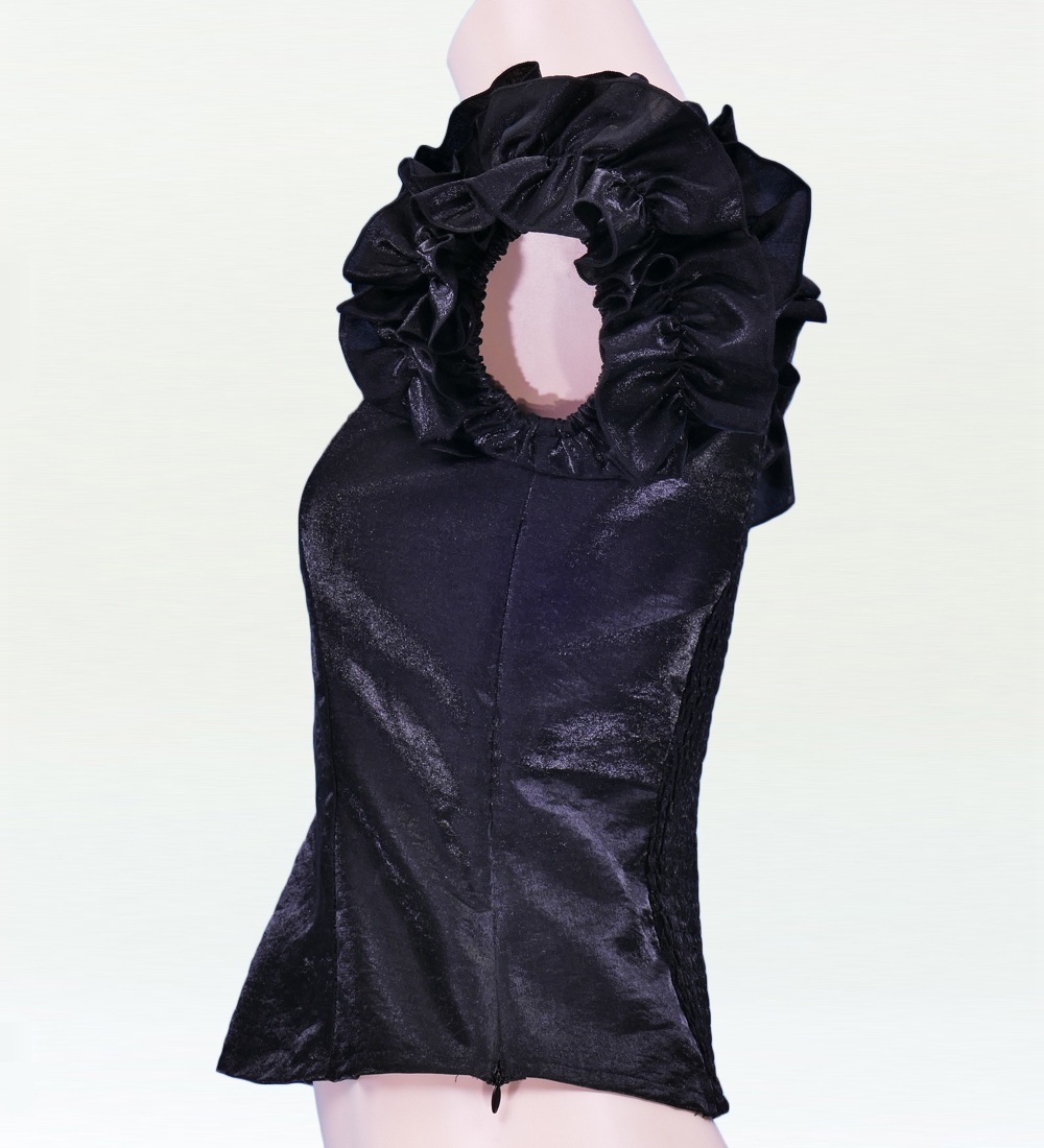 フラダンス シャンタン フリル袖ブラウス [S] ブラック 2446bkS