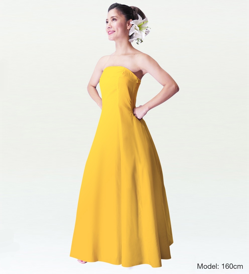 【美品 日本製 フラダンス衣装】イエロー Paondor ワンピース ドレス 茶 日本製 フラダンス衣装】イエロー Paondor ワンピース ドレス