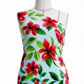 レア‼️【ハワイアン柄】ハイビスカス柄 阪神 Ｌ 本文必読‼️【値下げ不可】 数量5から】 生地 『T/C ハワイアンプリント ハイビスカス ブルー