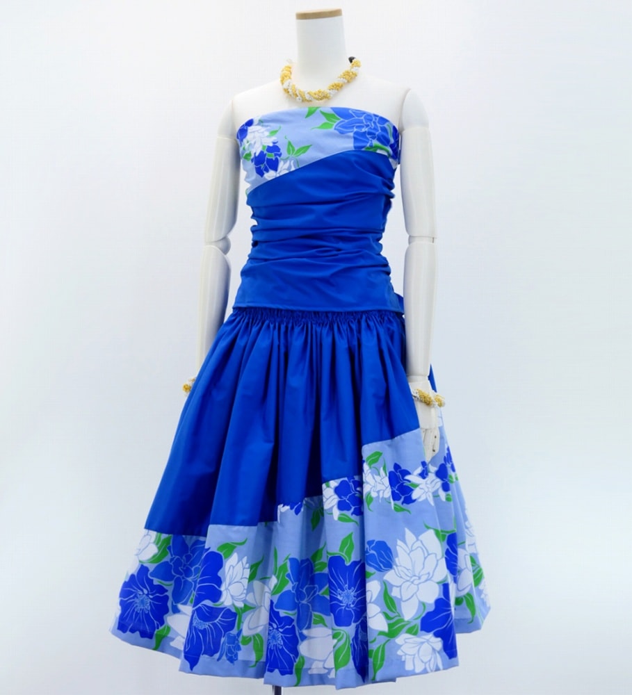 #2667　新品　フラダンス　トップス　パウスカート　セット　ネイビー　ブルー 2667 新品 フラダンス トップス パウスカート セット ネイビー