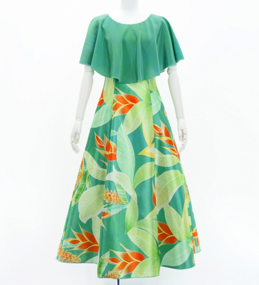 フラメンコドレス 緑色 Vネック パフスリーブ、ペチコート付 フラメンコドレス 緑色 Vネック パフスリーブ、ペチコート付