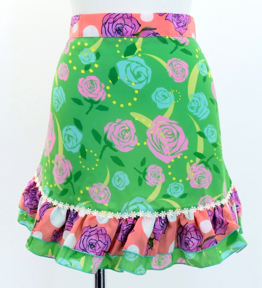 フラメンコ 衣装 エプロン ピキージョ ミントグリーンポンポン フラメンコ ピキージョ・エプロンセット ローズ グリーン PA-17