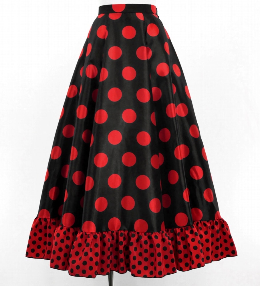 【美品】フラメンコ衣装 スカート イベリア エルモサ 水玉 斜めフリル 美品】フラメンコ衣装 スカート イベリア エルモサ 水玉 斜め