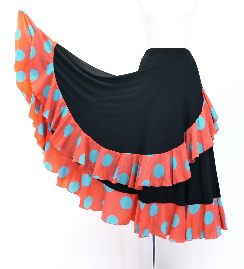 【美品】フラメンコ衣装 スカート イベリア エルモサ 水玉 斜めフリル フラメンコ衣装 スカート イベリア エルモサ 水玉 ドットフリル