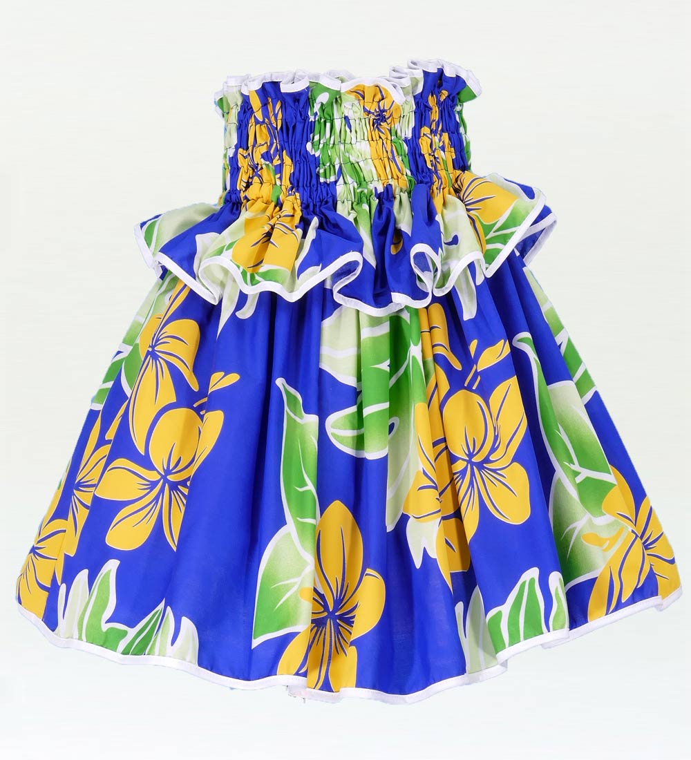 いちご☆フラダンス☆ハワイアン☆裾切り替え・ケイキパウスカート☆ブルー いちご様専用☆フラダンス☆ハワイアン☆裾切り替え・ケイキ