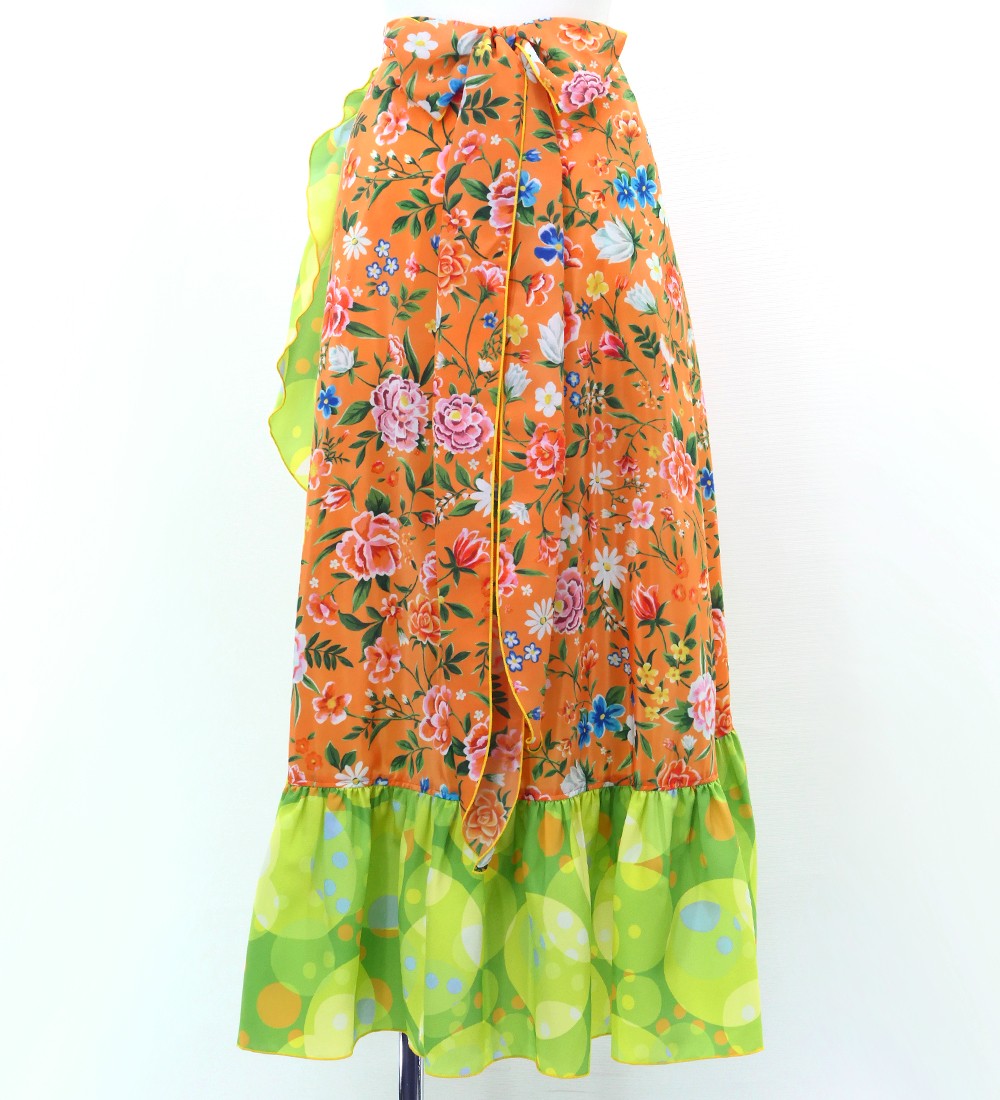 フラメンコ スカート 緑とオレンジのフリル 000000016991_2_wYkt2O6.jpg