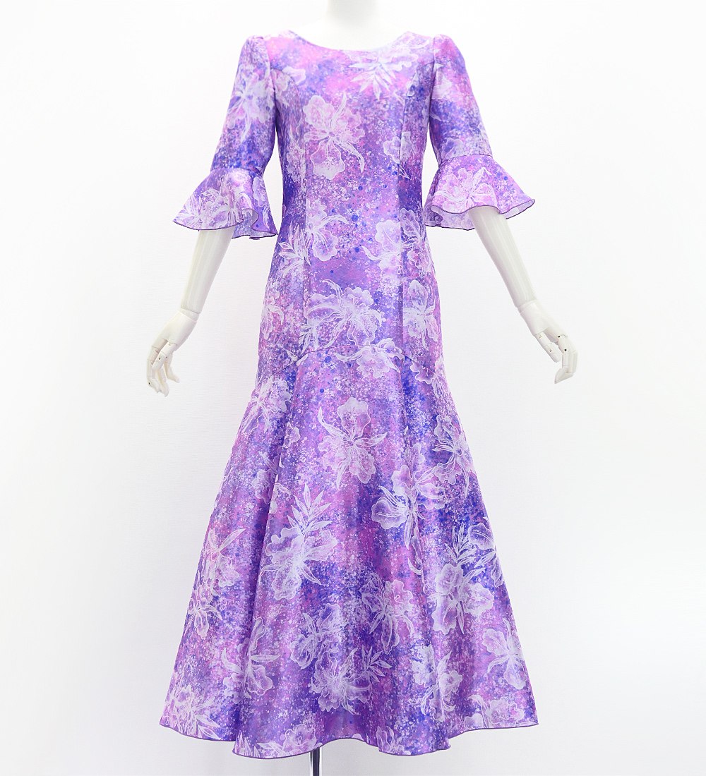 フラメンコドレス カラフル フリル付き フラメンコ ローズ フリル セットアップ ブラック×ブルー