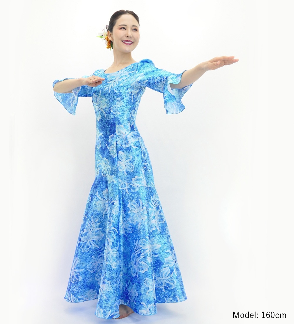 【美品 フラメンコ衣装】エメラルドグリーン×豪華フリル ドレス 大きく広がる裾 フラメンコ衣装 ワンピース 緑 グリーン