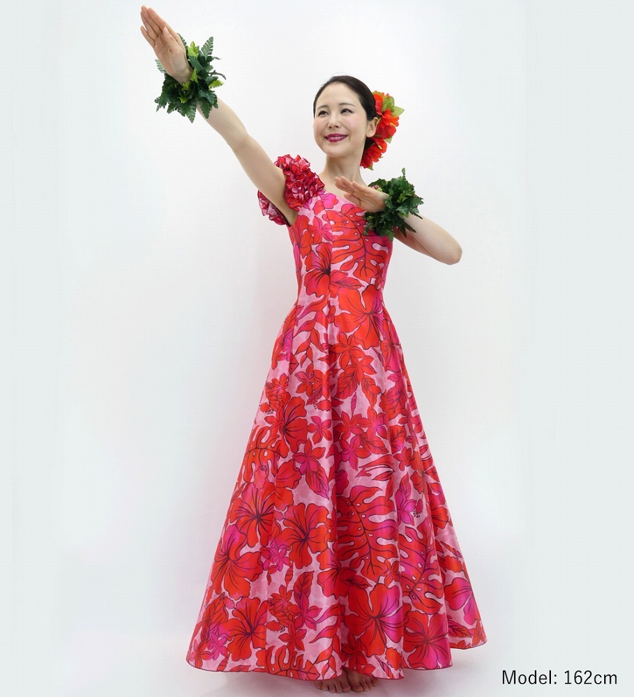 特注　フラドレス　サイズ11号　切替ギャザー　フリル付き袖　フラダンス 特注 フラドレス サイズ11号 切替ギャザー フリル付き袖 フラダンス