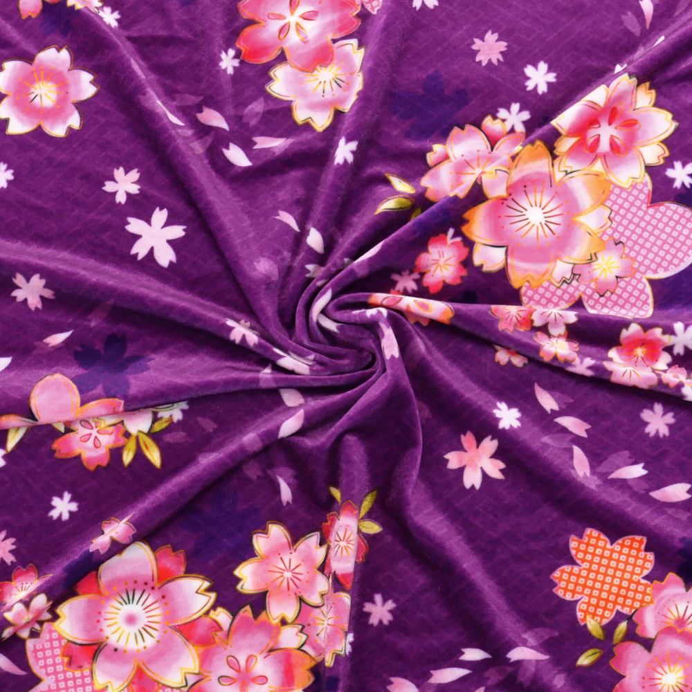 和柄生地 桜柄 選べる生地 レッドパープル（赤紫） WA-003-RDPU kimono