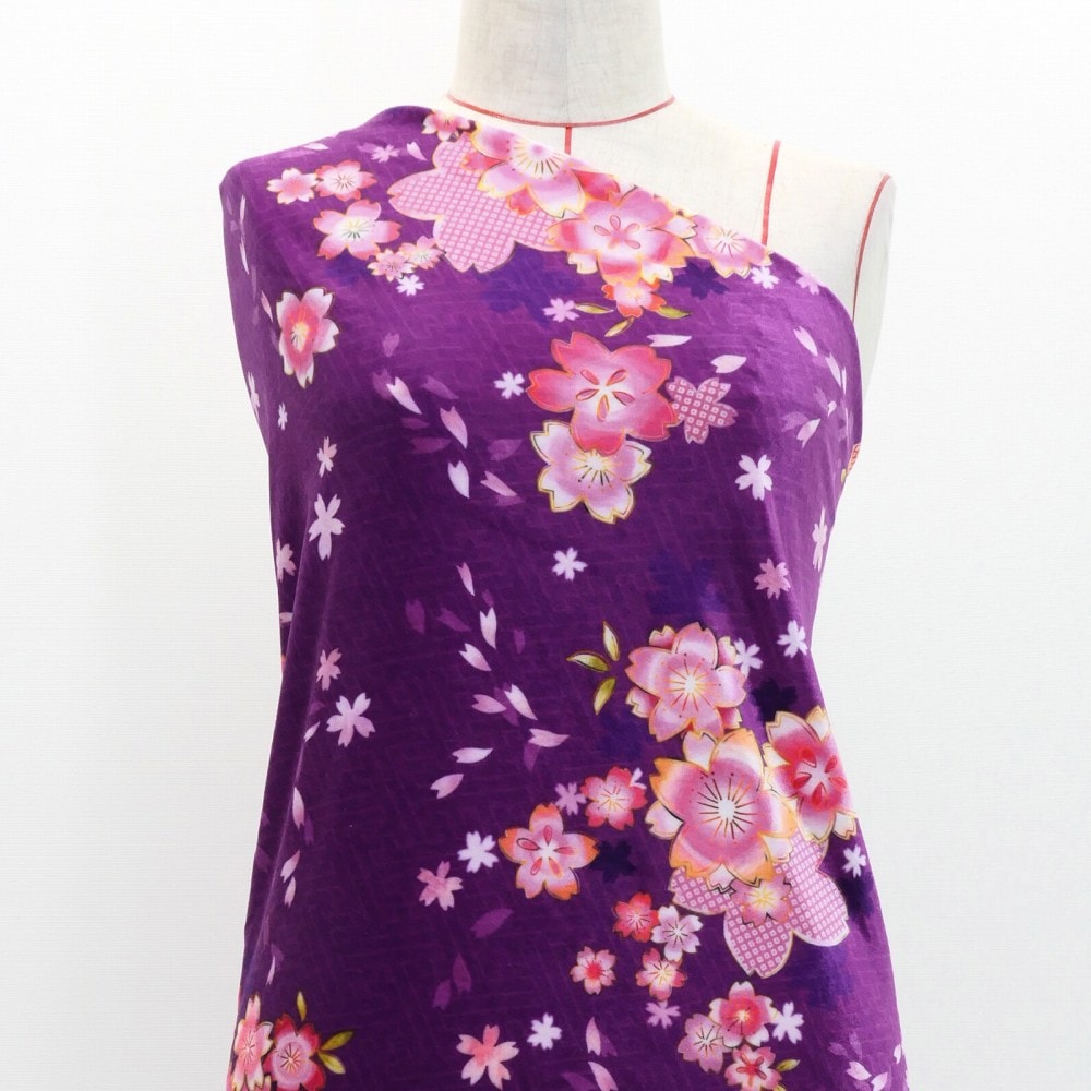 和柄生地 桜柄 選べる生地 レッドパープル（赤紫） WA-003-RDPU kimono