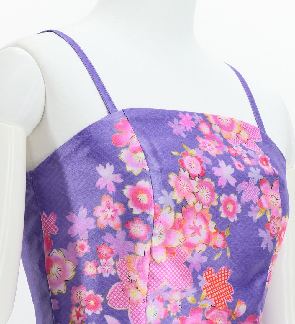 和柄ドレス ロング丈 桜 ライトパープル（薄紫） JW001lpu kimono