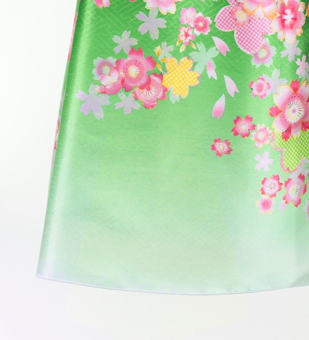 和柄ドレス ロング丈 桜 グリーン（緑） JW001gr kimono dress