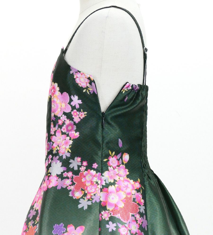和柄ドレス キッズ ロング丈 ブラック（黒） JWp001bk kimono dress