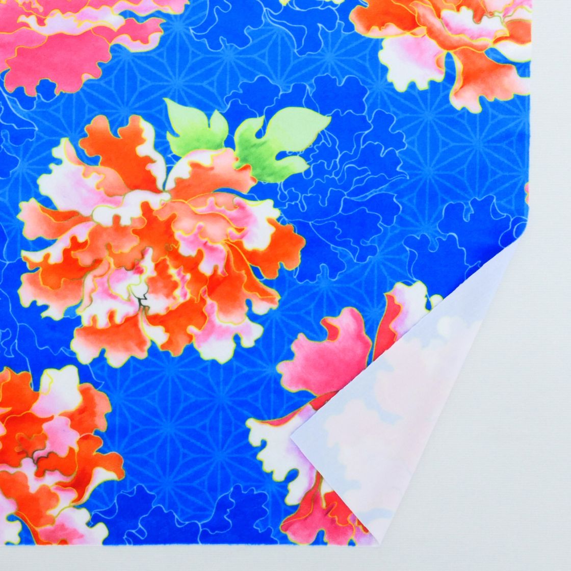 和柄生地 牡丹柄 選べる生地 ブルー（青） WA-007-BL kimono fabric