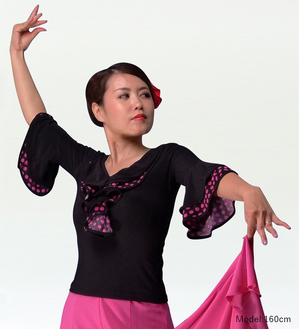 フラメンコ ブラウス　ピンク 豪華フリル付き　Lサイズ フラメンコ ブラウス ピンク 豪華フリル付き Lサイズ LLサイズ