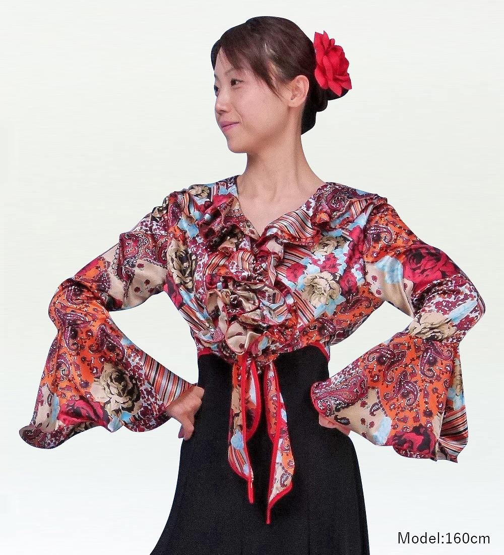 Mサイズ フラメンコ ローズフリル ボレロ レッド 1373r