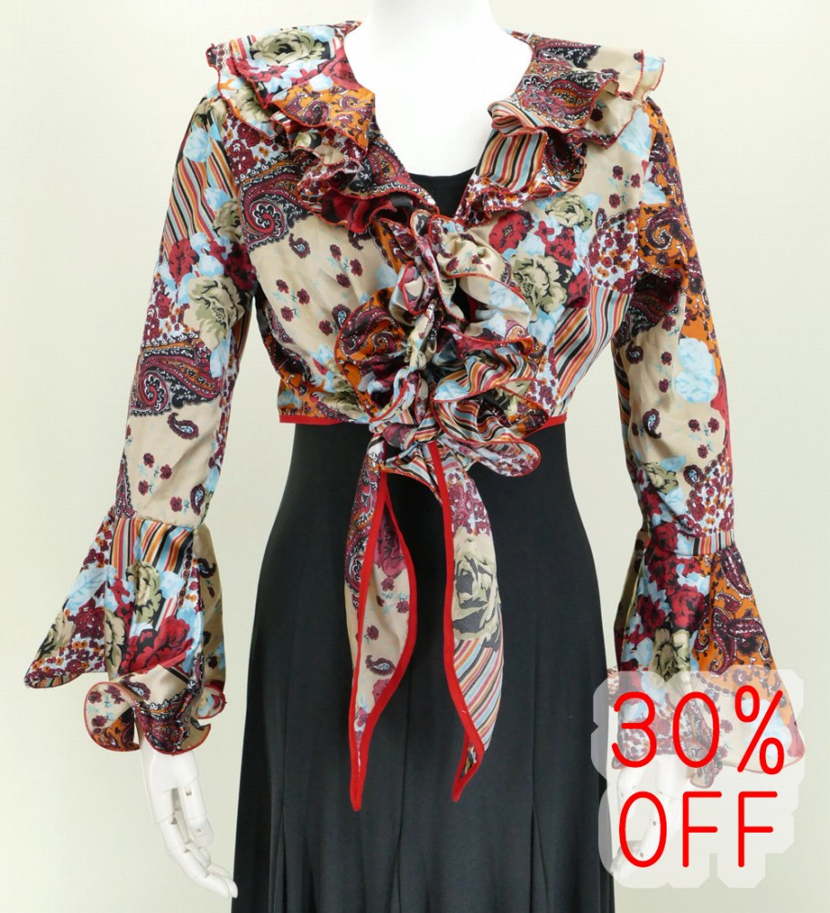 Mサイズ フラメンコ ローズフリル ボレロ レッド 1373r