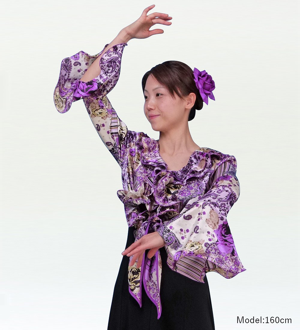 フラメンコ 衣装 ロングドレス ワンピース フリル 紫 パープル 黒 ブラック フラメンコ 衣装 ロングドレス ワンピース フリル 紫 パープル 黒 ブラック