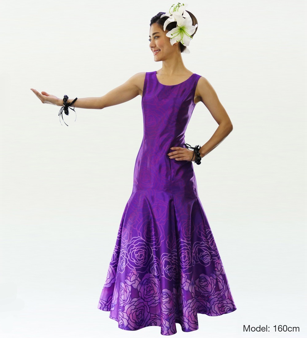 フラダンス＊ドレス フラダンス ムームー フロントドレープミディ丈ドレス [LL