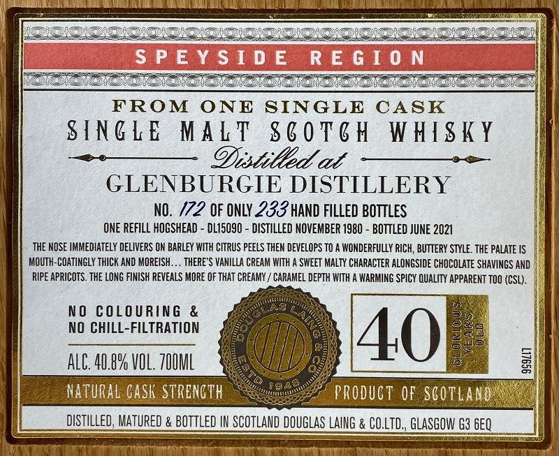 新品✨Douglas LaingOld ParticularArran10年 XOP】グレンバーギ [1980-2021] 40年 リフィルホグスヘッド